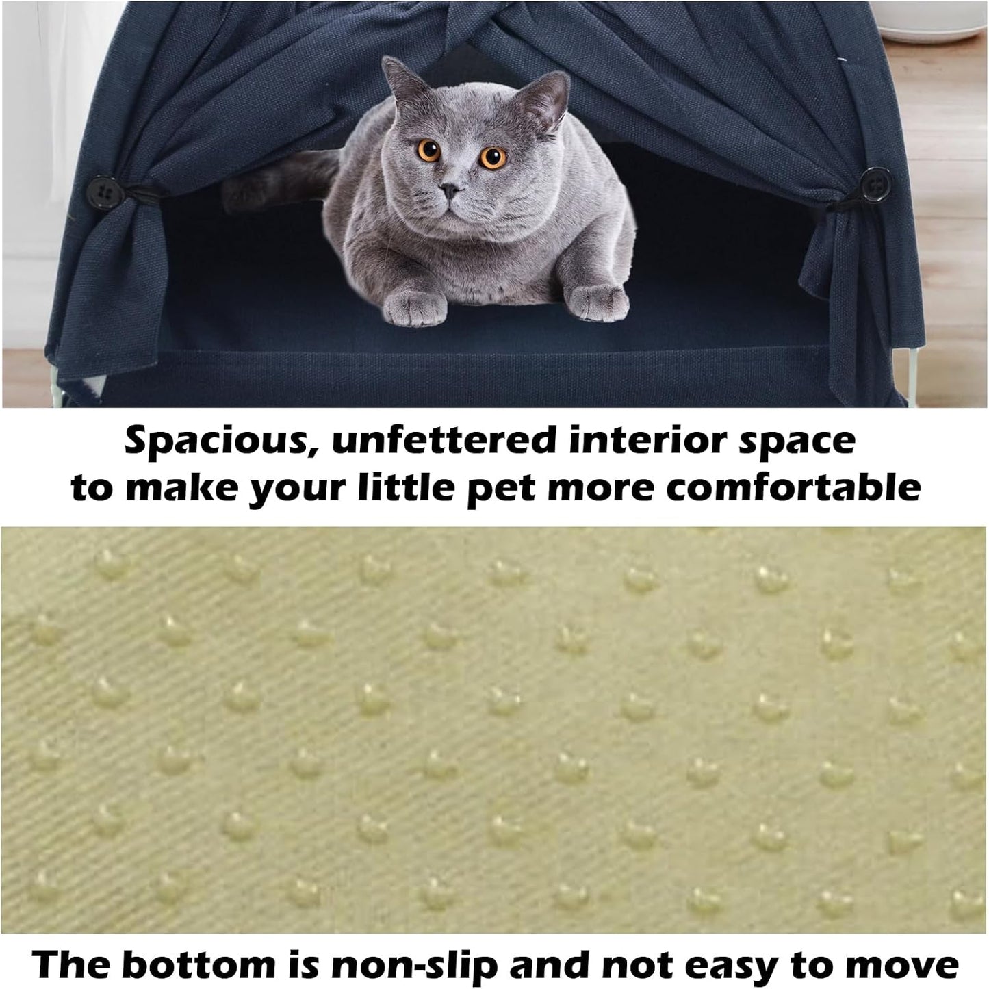 Cat Tent Bed,Cats Cave House Portable for Indoor with Removable Non-Slip Soft Pad Foldable Cat Tents Hut Washable Pet House Bed Outdoor for Kitty Puppy Small Pets 15.7x15.7x16.1 in (Navy Blue) - Pet Explorer