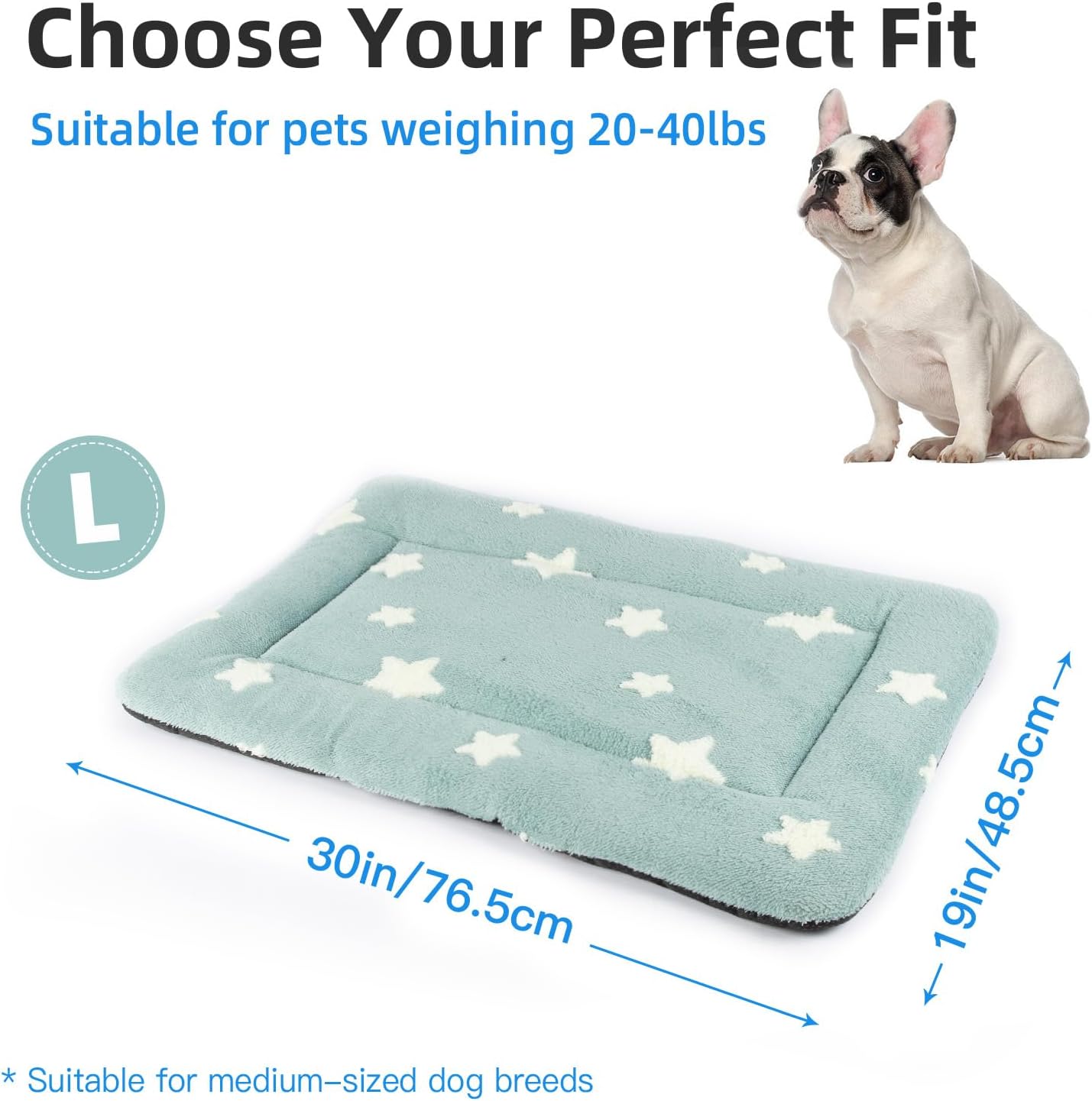 Mora Pets Dog Crate Pad Kennel Dog Bed Mat for Medium Dogs Washable Cute Star Pet Bed for Cage Ultra Soft Flat Puppy Cat Kitten Cushion for Sleeping Anti-Slip Blue 30 x 19 - Pet Explorer