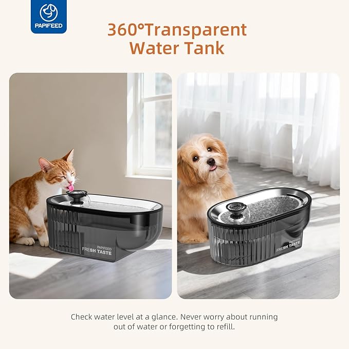 PAPIFEED Automatic Cat Feeder with Camera with 84 oz/2.5L Automatic Pet Drinking Fountain,Adjustable Angle 2.4G WiFi/App Pet Food Dispenser,3.5L/15 Cup Timed Dispenser with Two-Way Audio