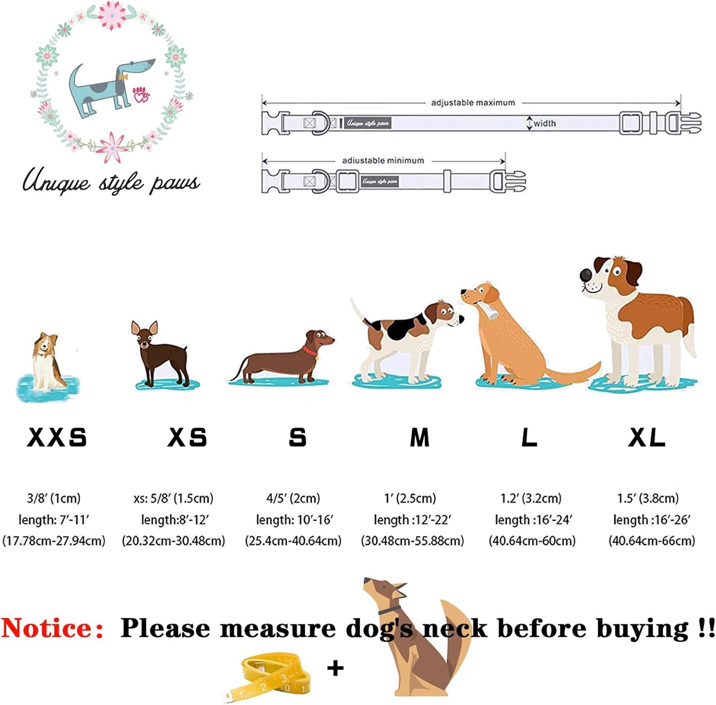 Unique style paws Christmas Dog Collar with Bow Tie Red Elk Cotton Collar Adjustable Puppy Collar for Small Medium Large Dogs-M