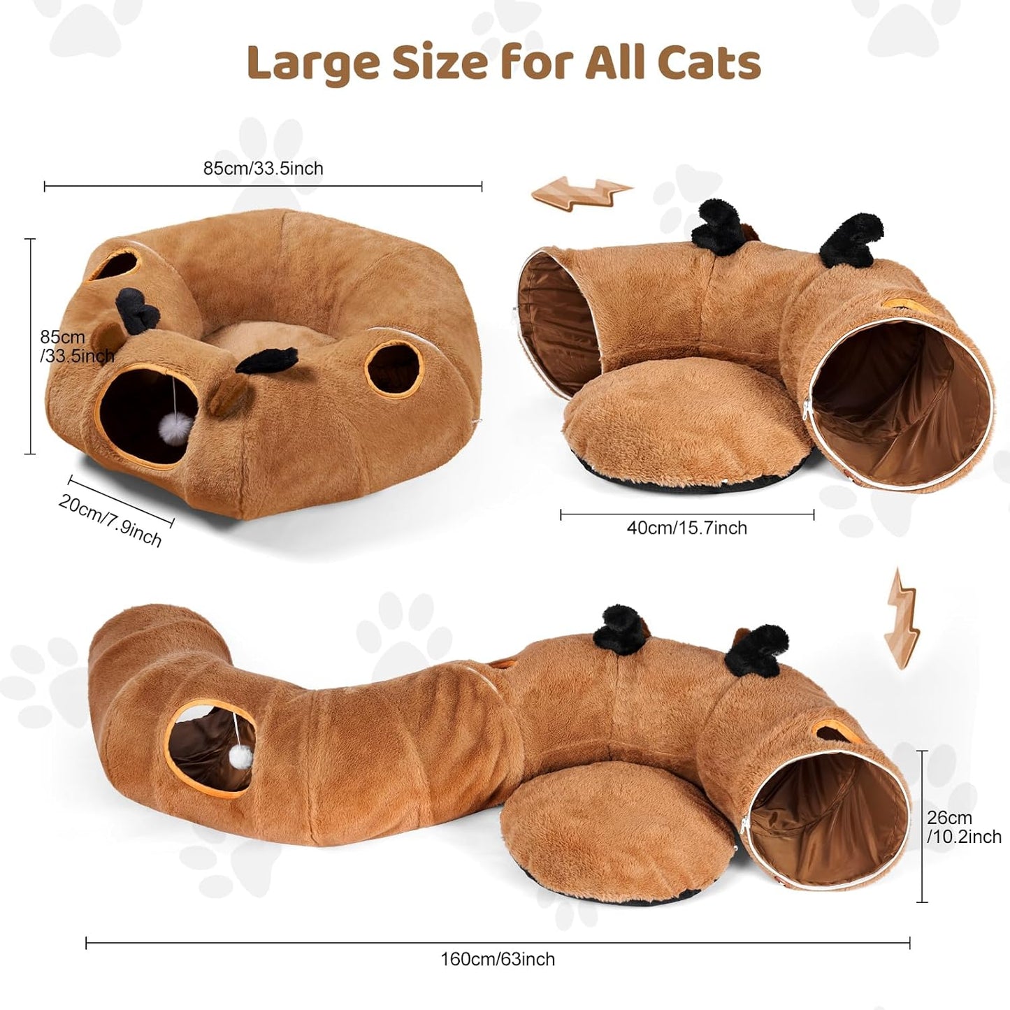 Odoland Reindeer Cat Tunnels Bed with 20 Kitten Toys for Indoor Cats, Plush Cats Couch Tunnel Bed - Kittens Cave Donut Tunnel - Detachable Soft Cat Bed and Variety Kitty Toy Set - Pet Explorer