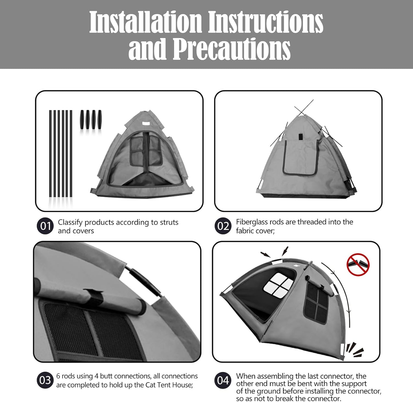 Cat and Dog Outdoor Waterproof Tent House - Indoor/Outdoor Cave Nest Bed for Small Dogs, Cats, Bunnies - Washable (Gray, Small) - Pet Explorer