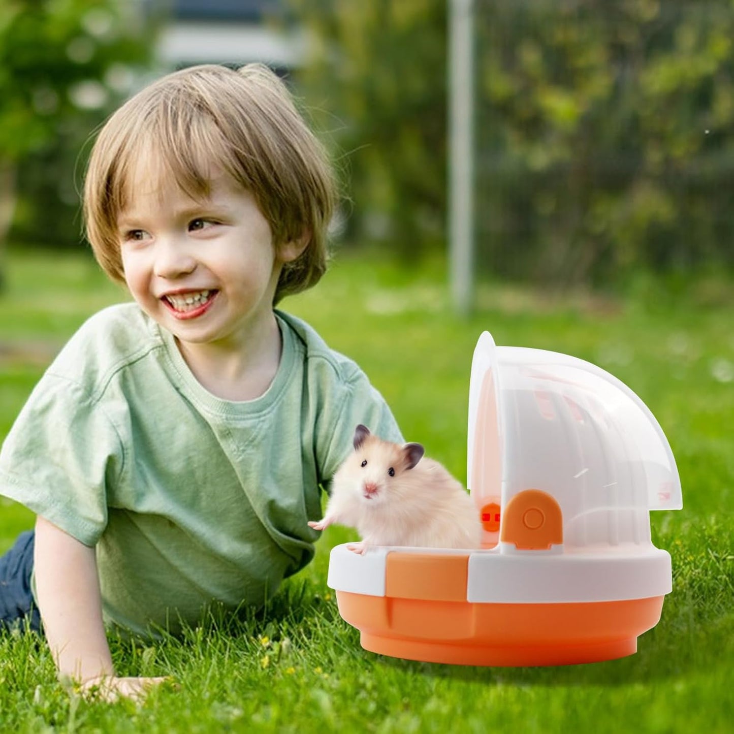 Hamster Carrier Cage with Water Bottle,Portable Dwarf Hamster Travel Carrier Plastic Guinea Pig Carrier Small Animal Breathable Outdoor Cage for Hamsters Chinchillas Hedgehog (Orange) - Pet Explorer