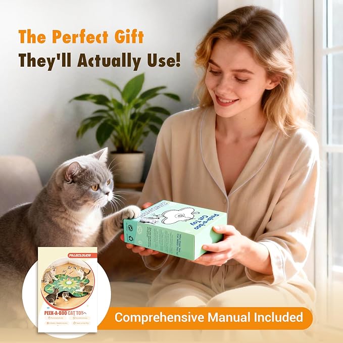 Interactive Cat Toys for Indoor Cats, 3-in-1 Hide and Seek Cat Toy with Fluttering Butterfly & Moving Concealed Feathers, 3 Prey Sounds, Rechargeable Auto Play Mat for Bored Adult Cats/Kittens (Blue)