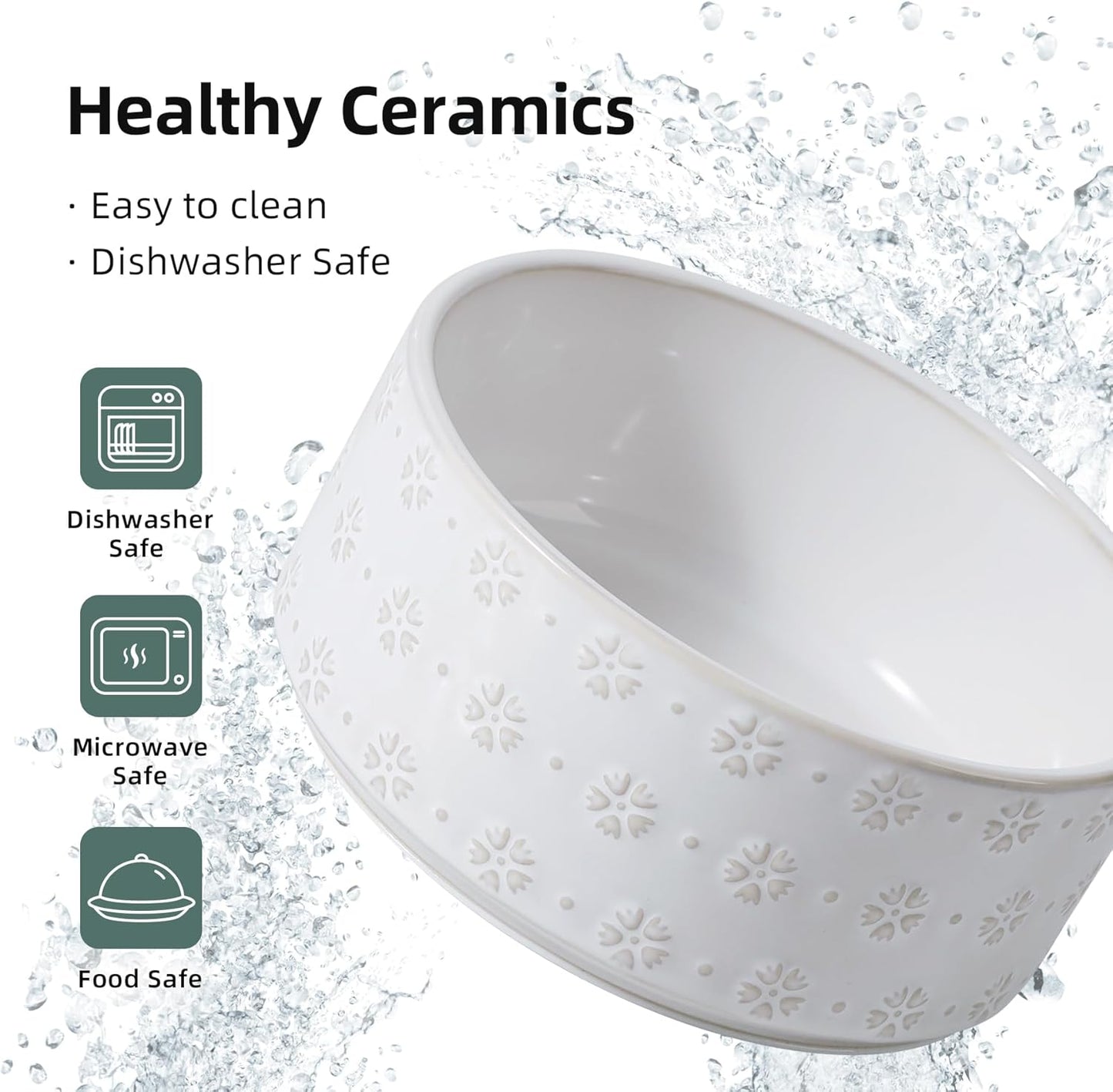 8.2inch Ceramic Dog Bowl, Food and Water Bowl for Large Breed Dog, Pet Bowl for Replacement (Single Bowl, Arctic White) - Pet Explorer