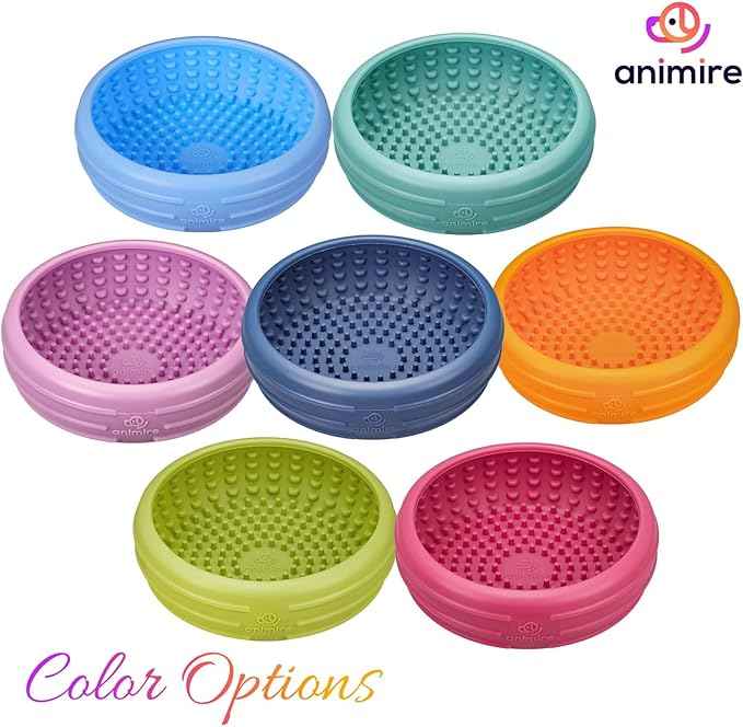 Dog Lick Bowl, Animire Freeze Lick Mat for Dogs, Non-Slip Slow Feeder Licking Bowl Enrichment Treat for Distraction Anxiety Relief, Food Grade Silicone, Dishwasher Safe(Green,L)