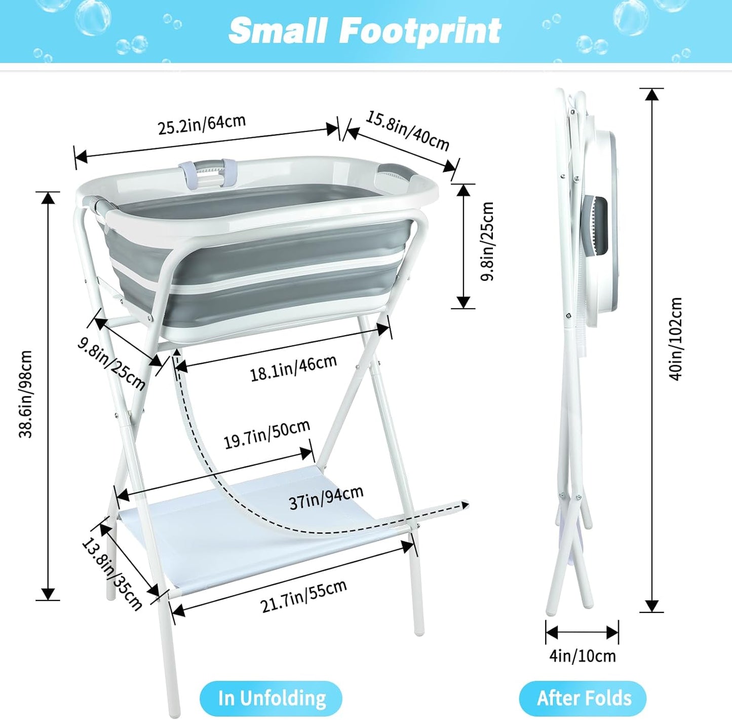 FHTONGE Elevated Dog Bathtub Grooming Station with Drain Adjustable Collar, 2 in 1 Collapsible Dogs Beautify Bathtub Portable Pet Washing Station, Pet Tub for Small Medium Dog Cat Shower Hairdressing - Pet Explorer