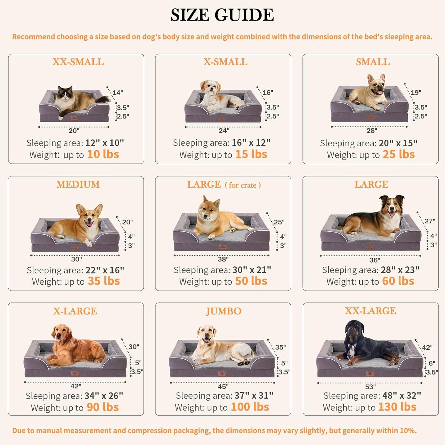 Comfort Expression Jumbo Dog Bed for Extra Large Dogs, Large Breed Waterproof Orthopedic Dog Bed, PV Washable Dogs Sofa Beds with Removable Cover & Non-Slip Bottom(Jumbo,Purple) - Pet Explorer