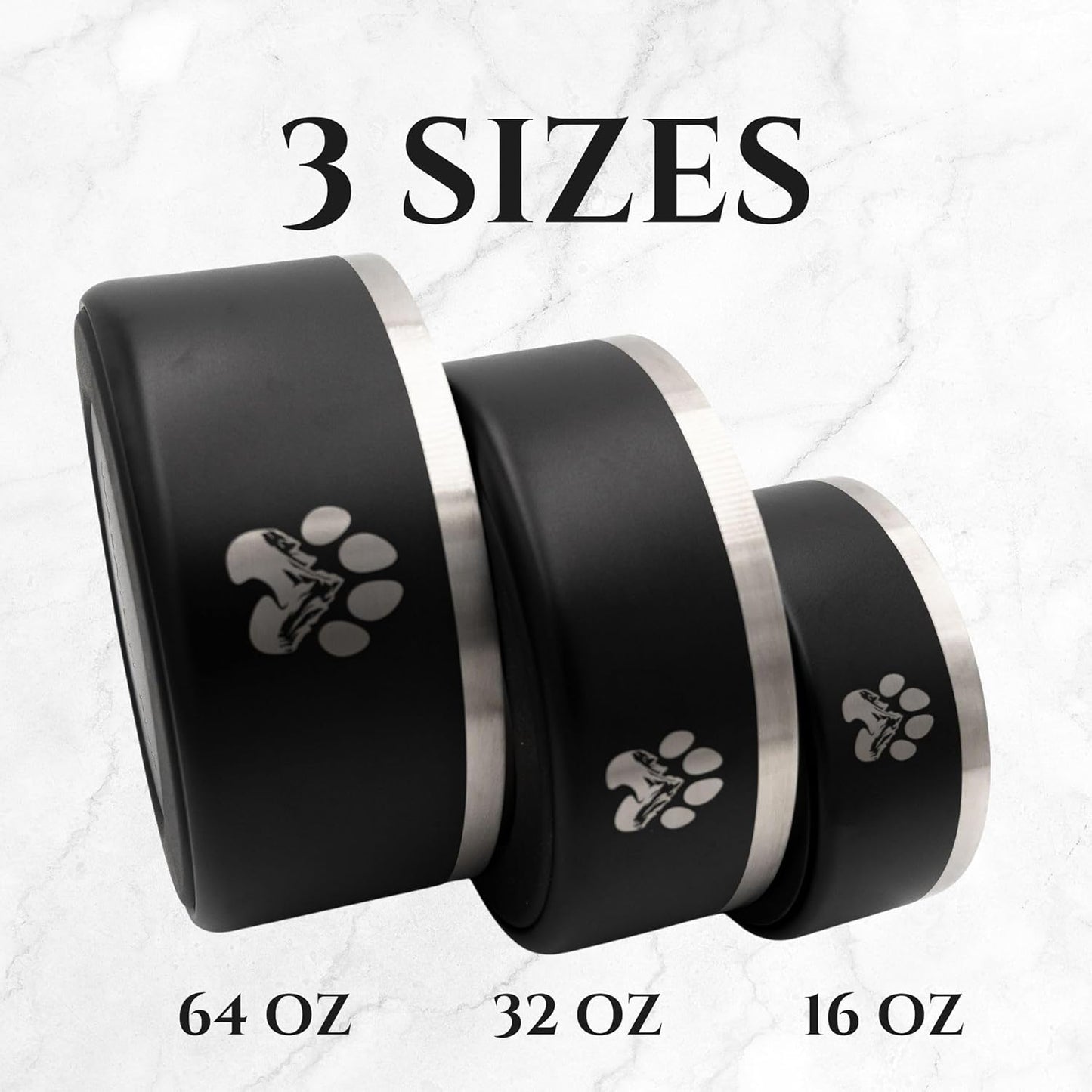 Stainless Steel Dog Bowl for Small-Large Dogs | Double Wall Insulated, Non-Slip Base Heavy Duty Water and Food Bowls for Dogs & Cats | Pet Safe BPA Free & Dishwasher Safe | 64 Oz - Black - Pet Explorer