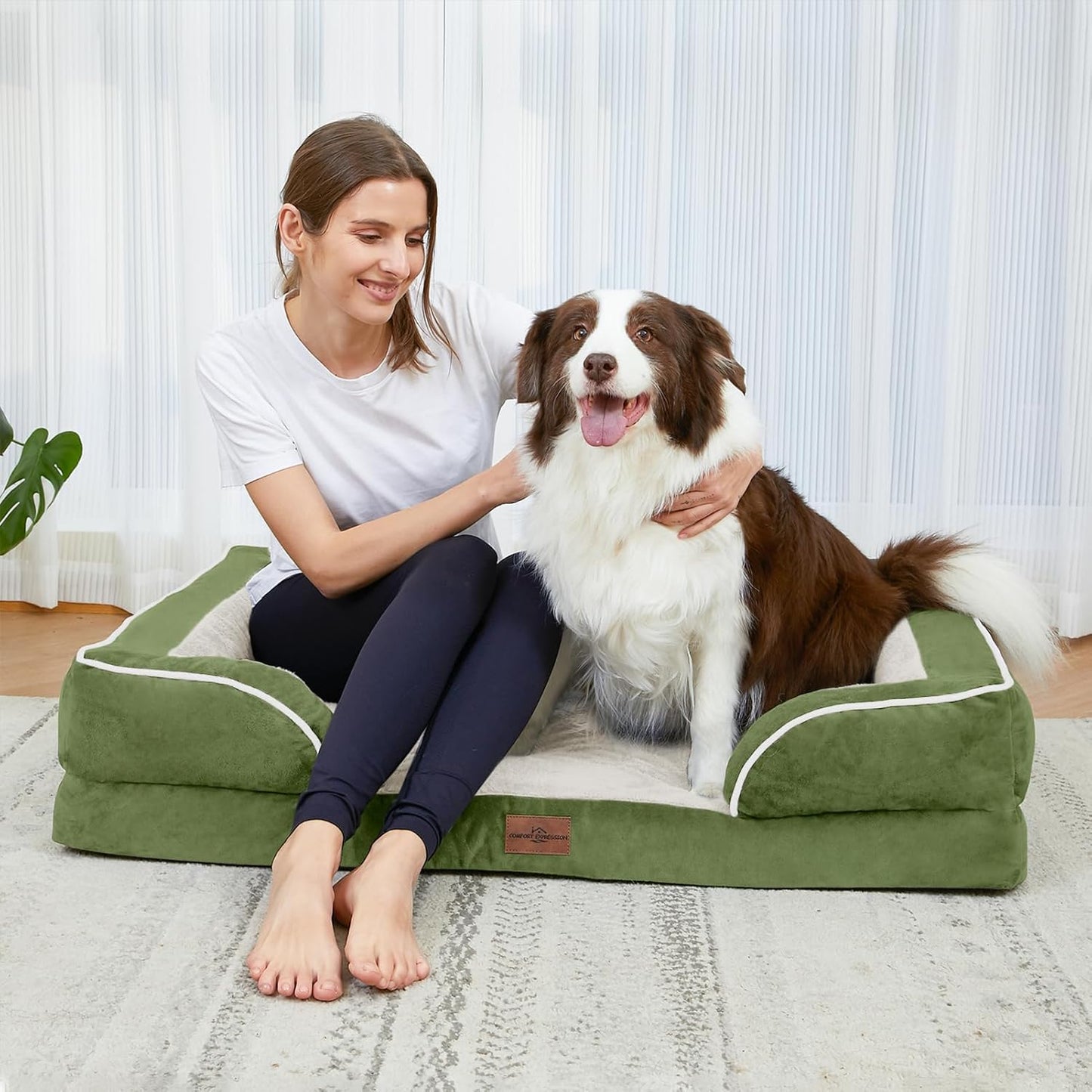 Comfort Expression Small Dog Beds Waterproof Orthopedic Foam Dog Sofa Beds for Medium Dogs Comfy Pet Bed with Washable Removable Cover & Non-Slip Bottom(Small,Light Green) - Pet Explorer