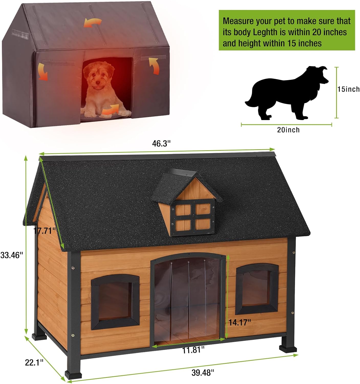 GUTINNEEN Dog House Outdoor with Strong Metal Frame Insulated Dog Kennel for Small Medium Large Dogs Puppy Cage for Winter Weatherproof - Pet Explorer