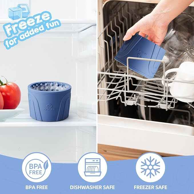 Dog Slow Feeder Lick Bowl, Anxiety Relief Dog Licking Mat Treat Dispenser, Non-Slip Anti-Choking Slow Eating Lick Bowl for Small Medium and Large Breed Dogs, BPA Free Silicone