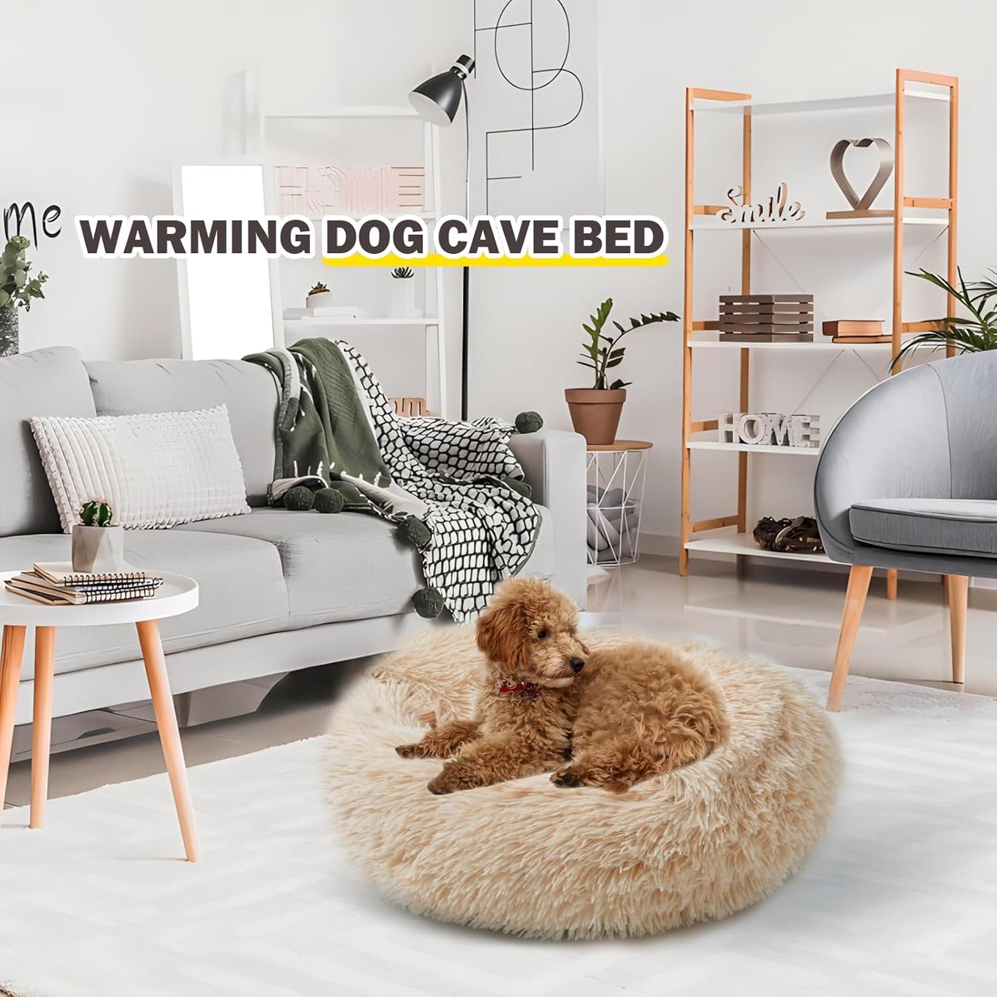 Cat Bed for Indoor Cats, Calming Cozy Cave with Self-Warming Plush, Entire Bed Machine Washable & Anti-Slip Base, Breathable Pet Bed for Small Cats&Dogs All Seasons (Apricot Color, 20 * 20inch) - Pet Explorer