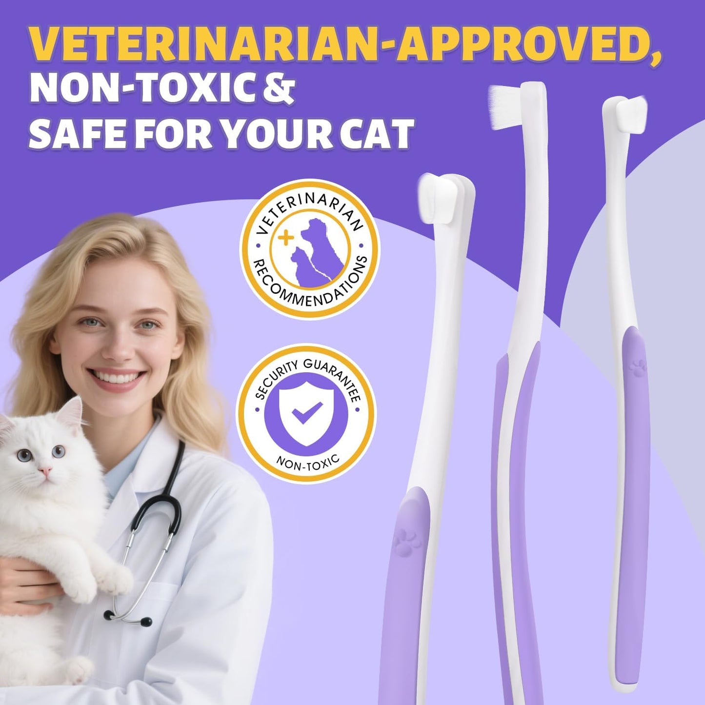 Cat Toothbrush for Kitten Teeth Cleaning – Soft Bristle Cat Dental Brush Set with Compact Head – Gentle Oral Care Tool for Daily Brushing Routine, Loved by Vets and Fur Babies - Pet Explorer