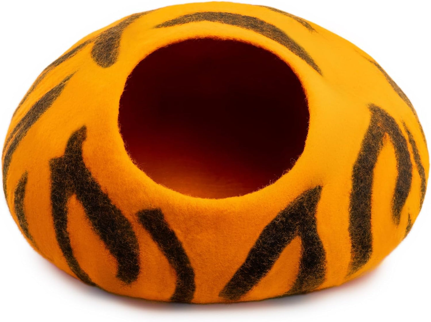 Woolygon Premium Felt Cat Cave Bed – Wool Kitty Beds Handcrafted Kitten Caves Bed for Indoor Cats - Made from 100% Eco-Friendly Merino Wool, Foldable Cat Hidewawy Covered Cat House Pod - Pet Explorer