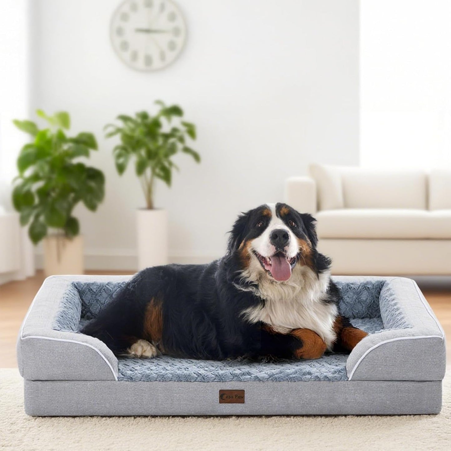Orthopedic XXL Dog Bed for Extra Large Dogs, Waterproof Memory Foam Dog Beds with Sides, Egg-Crate Foam and Non-Slip Bottom Dogs Couch Beds with Washable Removable Cover(XX-Large,Light Grey) - Pet Explorer