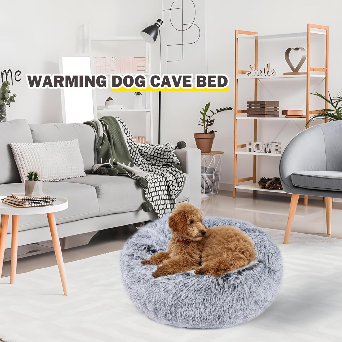 Cat Bed for Indoor Cats, Calming Cozy Cave with Self-Warming Plush, Entire Bed Machine Washable & Anti-Slip Base, Breathable Pet Bed for Small Cats&Dogs All Seasons (Grey, 20 * 20inch) - Pet Explorer