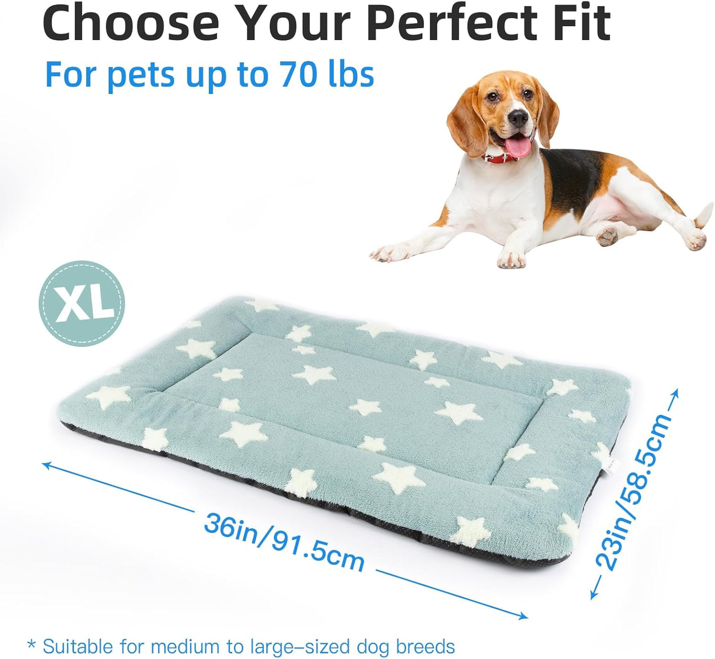 Mora Pets Dog Crate Pad Dog Kennel Bed Mat for Large Dogs Washable Cute Star Pet Bed for 36 inch Cage Ultra Soft Flat Puppy Cat Cushion for Cozy Sleeping Anti-Slip Blue 36 x 23 - Pet Explorer