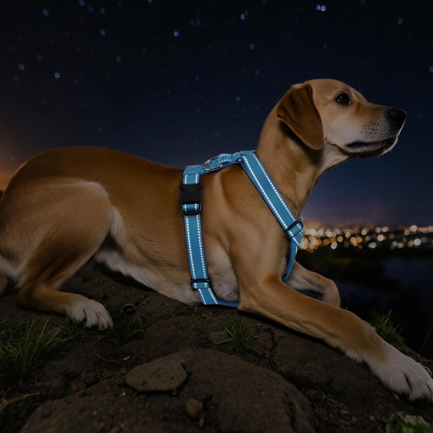Dog Seat Belt Harness for Car, Dog Car Harness Adjustable Mesh Breathable & Dogs Seatbelt Safety Tether with Elastic Bungee for Small Medium Large Pets(Blue, XL) - Pet Explorer