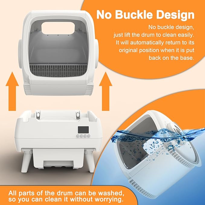 Automatic Cat Litter Box Self Cleaning - App Control, Cat Toilet Records, Suitable for Medium Cats and Kittens, Anti-Pinch Safety, Low Noise OperationăAssembly Requiredă- White