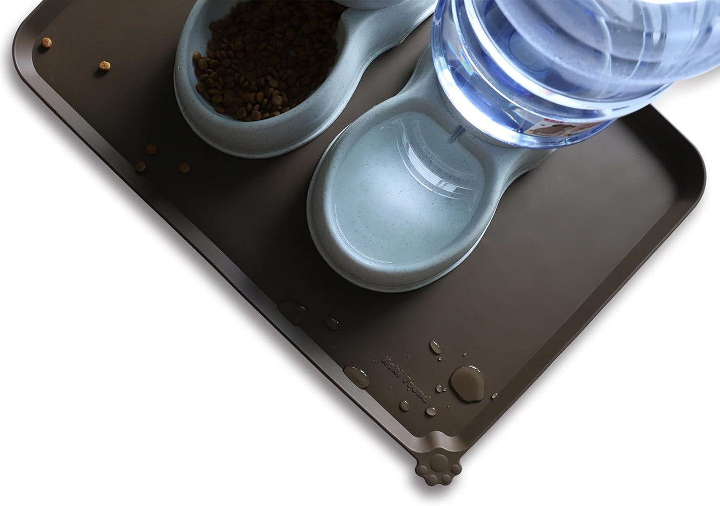 Hoki Found Large Silicone Pet Food Mats Tray - Non Slip Pet Dog Cat Bowl Mats Placemat - Dog Pet Cat Feeding Mat - Waterproof Dog Cat Food Mats -Pet Water Mats for Floors - Coffee - Pet Explorer