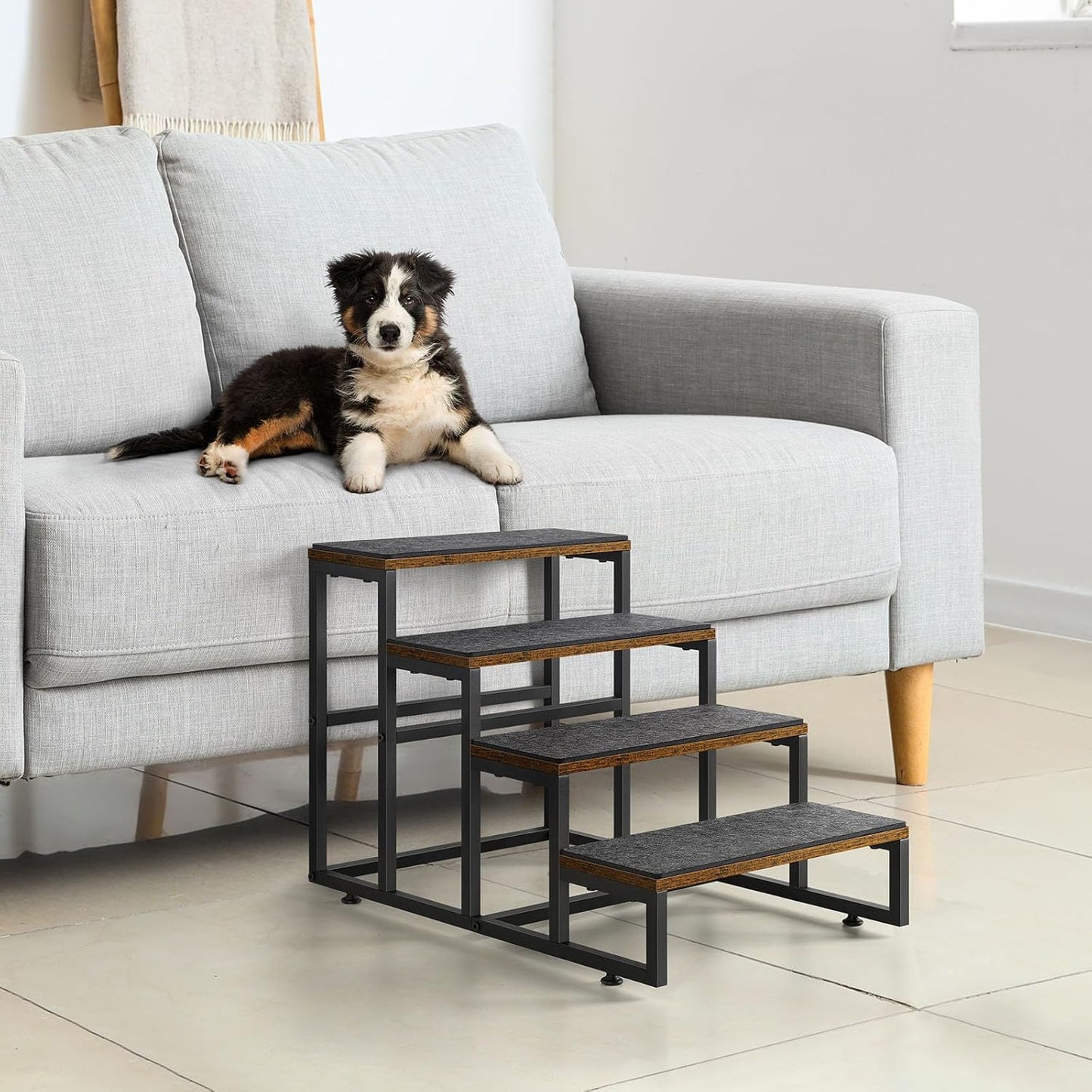 Dog Stairs for High Beds 4 Steps Dog Stairs for Small Medium Dogs Pet Stairs/Steps for Puppy, Cats, and Dogs, Easy to Walk on Dog Step for Beds and Cars - Pet Explorer