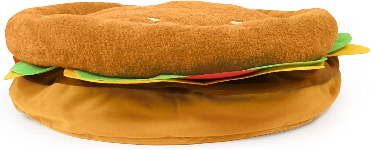TONBO Soft Plush Small Cute and Cozy Food Dog Cat Bed, Washer and Dryer Friendly (Burger) - Pet Explorer