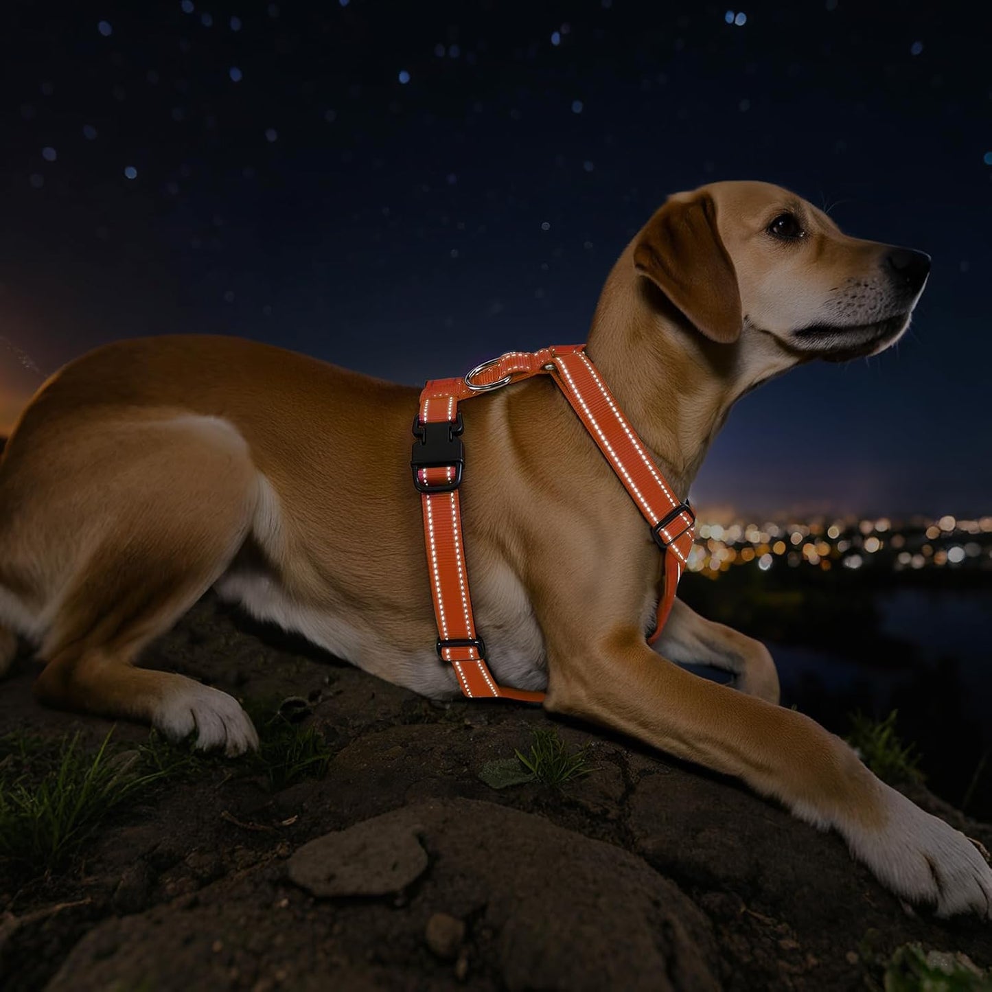 Dog Seat Belt Harness for Car, Dog Car Harness Adjustable Mesh Breathable & Dogs Seatbelt Safety Tether with Elastic Bungee for Small Medium Large Pets(Orange, L) - Pet Explorer
