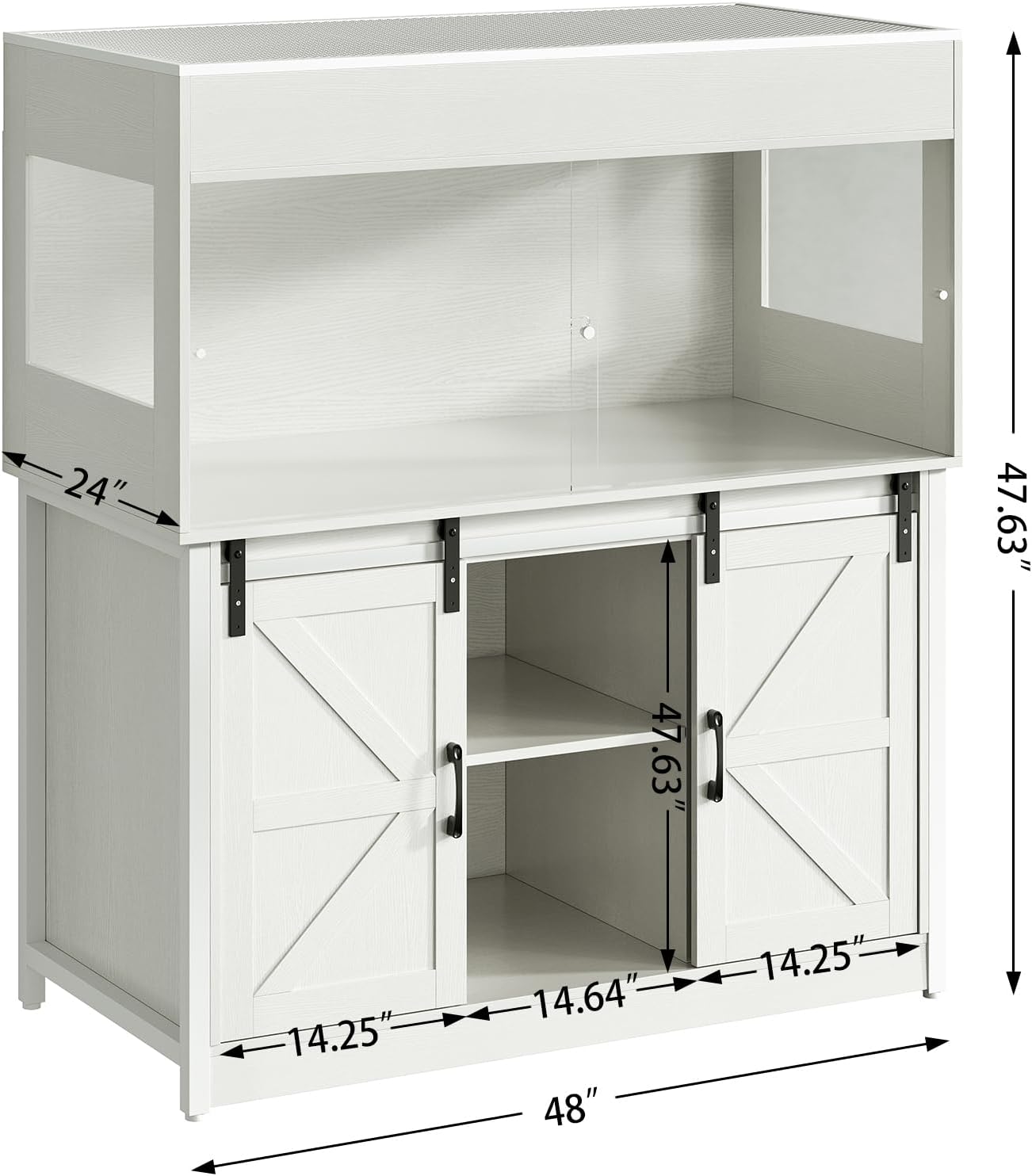 120 Gallon Reptile Terrarium with Stand, 4x2x2 Bearded Dragon Enclosure for Snakes Lizards, Large Vivarium Tank with Storage Cabinet, Acrylic Doors, Mesh Lid, Power Outlet White PX04RTWW - Pet Explorer