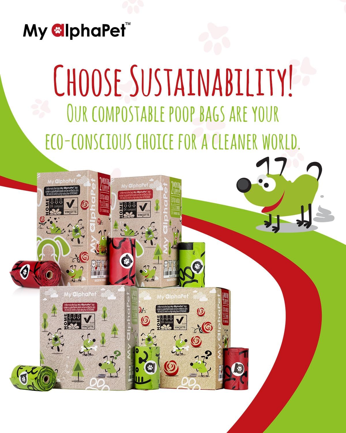 Compostable Dog Poop Bags, Cornstarch Eco-Friendly, HOME COMPOST NF T 51-800, 240 Count, Large Size Bag 9x13 Inches, 16 Unscented Refill Rolls, Leak-proof, Plantbased, GM-Free Corn (Red) - Pet Explorer