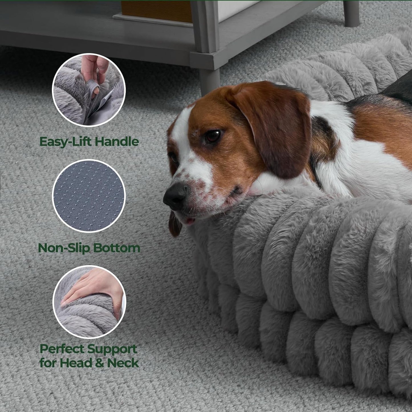 BALANCE Luxury Donut Dog Bed, 43 Inches Round Dog Beds Large Sized Dogs Washable, Orthopedic Calming Dogs Bed for Pets with Anti-Slip Bottom, Gray - Pet Explorer