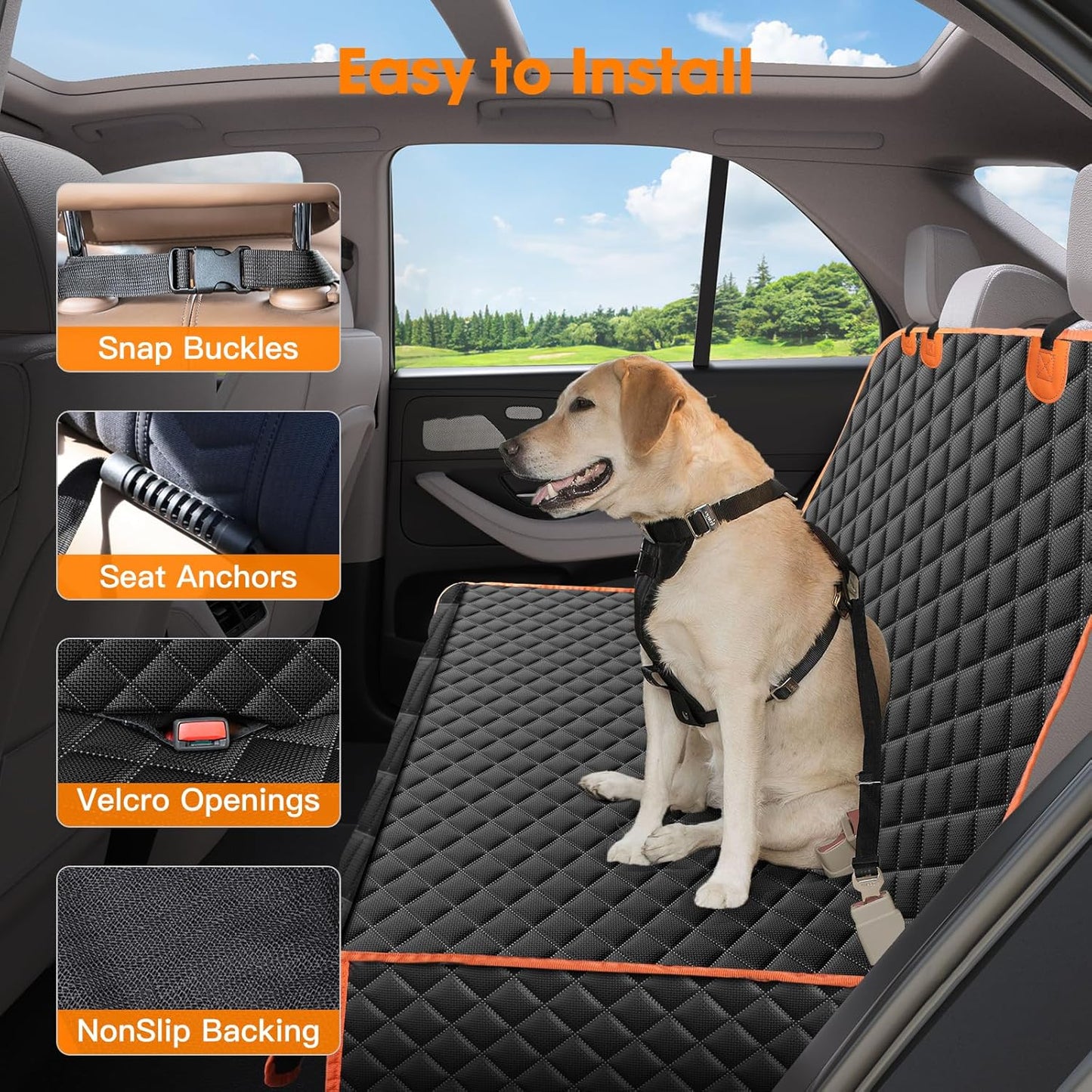 MIXJOY Truck Back Seat Cover for Dogs, Waterproof Pet Seat Covers for Trucks, Dog Cover for Truck Back Seat, Nonslip Pet Bench Seat Cover for Ford F150 F250 F350/Chevrolet Silverado/GMC/Ram - Pet Explorer