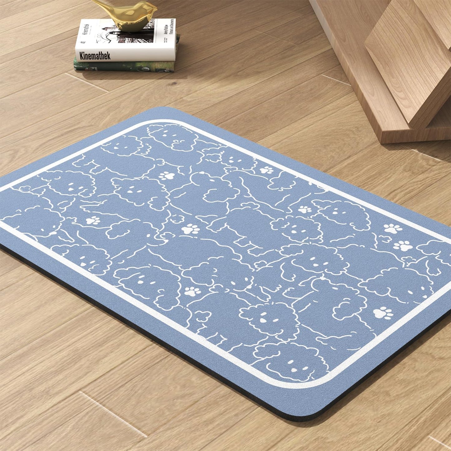 Pet Feeding Mat-Absorbent Dog Mat for Food and Water Bowl-No Stains Quick Dry Water Dispenser Mat-Dog Accessories Pet Supplies-Bowl for Messy Drinkers(BLUEDOGS,23"x34" - Pet Explorer