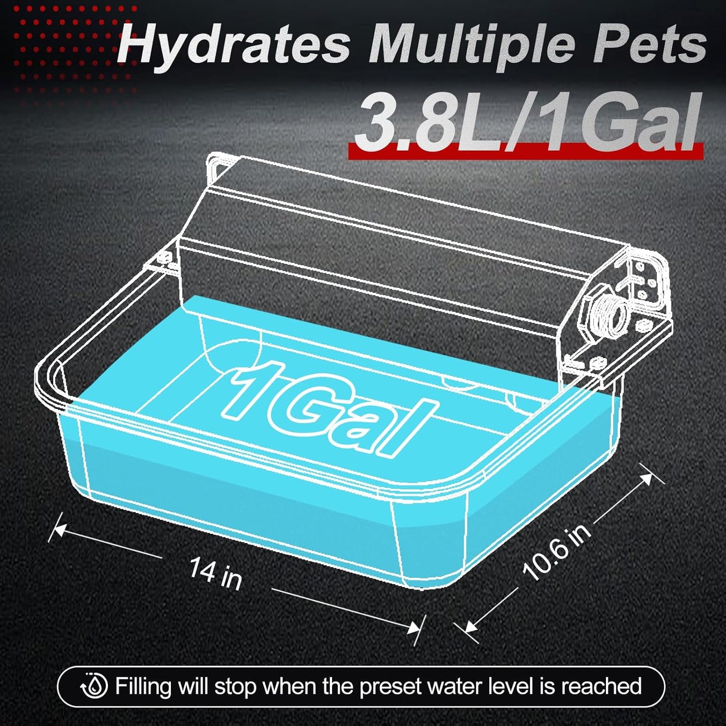 1Gal/3.8L Automatic Water Dispenser for Dogs, Patented Automatic Dog Waterer Bowl for Outdoor, Stainless Steel Water Bowl Dispenser for Livestock Chicken, Dog Feeder Fit 3/4'' GHT Faucet - Pet Explorer