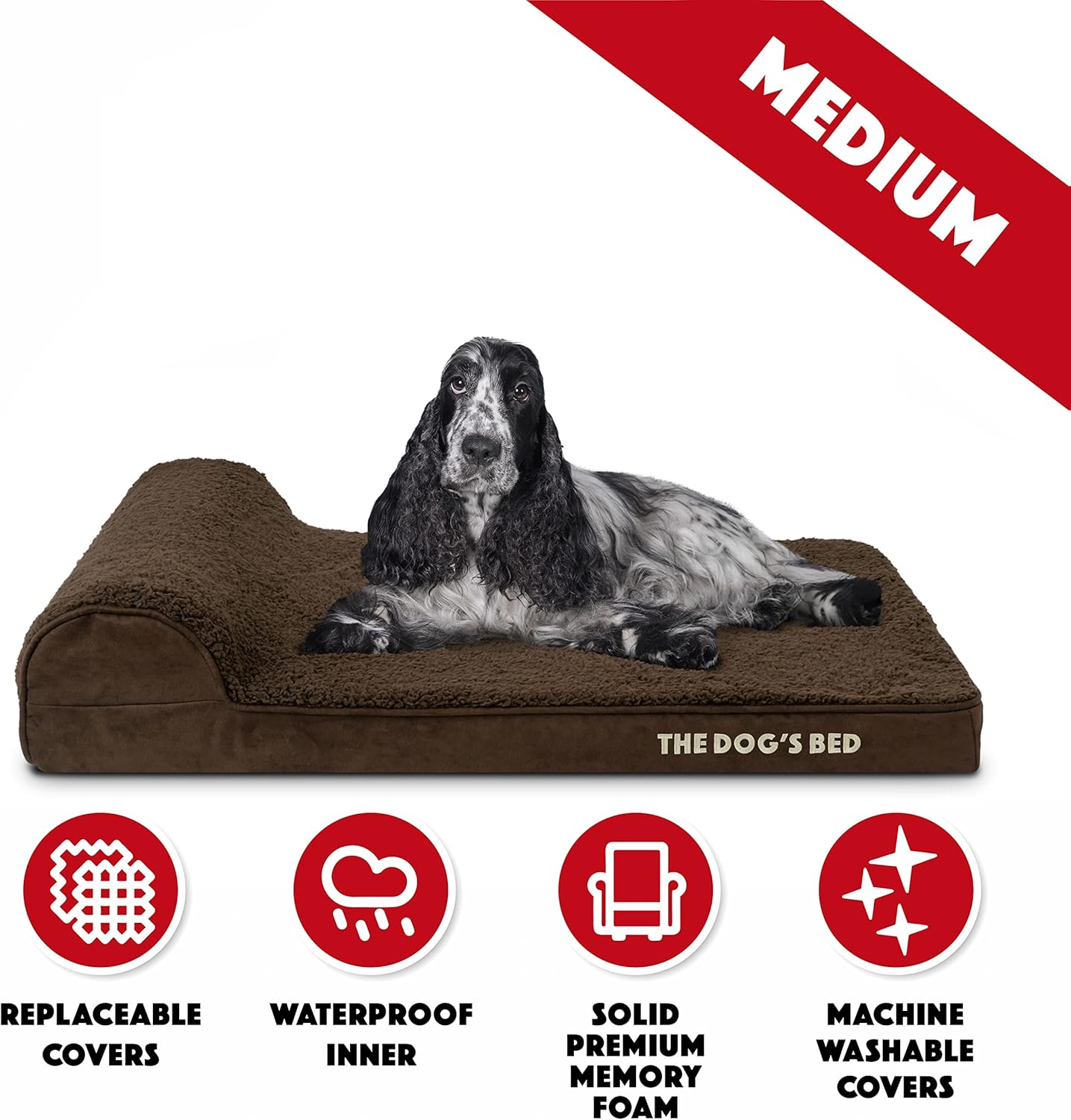 The Dog’s Bed Orthopedic Headrest Dog Bed Med Brown 34x22, Memory Foam, Pain Relief for Arthritis, Hip & Elbow Dysplasia, Post Surgery, Lameness, Veterinary Approved, Waterproof Washable Cover - Pet Explorer