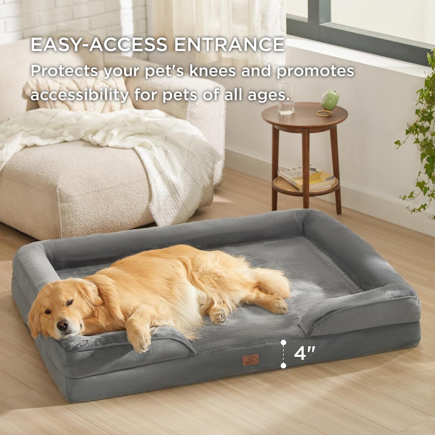 Bedsure XL Plus Orthopedic Dog Bed for Extra Large Dogs - Washable XLarge Dog Cat Bed Waterproof, Comfort Dogs Couch Sofa with Washable Removable Cover, Pet Bed with Nonskid Bottom, Grey, 48" - Pet Explorer