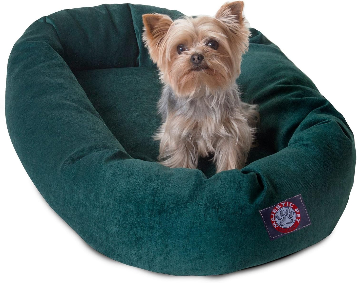 Majestic Pet 32 Inch Micro Velvet Calming Dog Bed Washable 32x23x7 (inch) – Cozy Soft Round Donut Dog Bed with Spine for Head Support - Pet Bed Medium - Storm - Pet Explorer