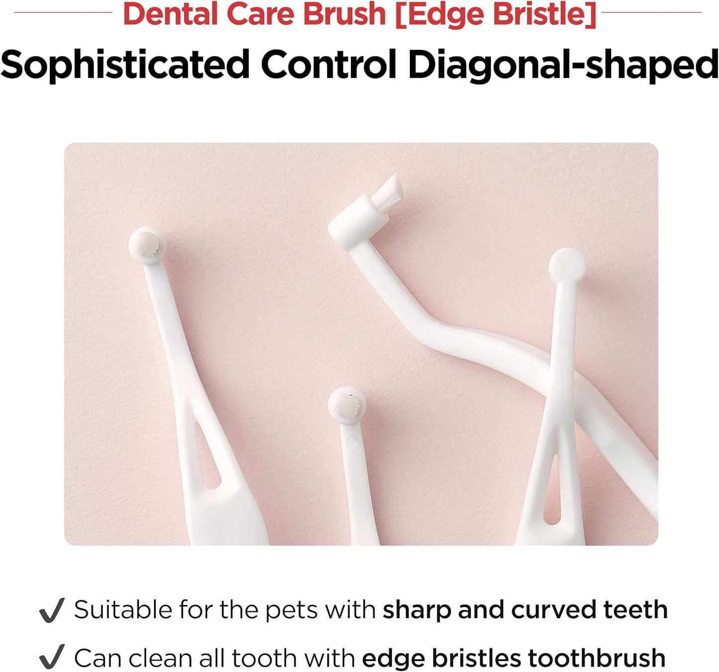JAYU PET Dental Care Brush (Edge Bristles) 3ea - Micro Round Head Dog Toothbrush, Cat Toothbrush, Dental Care, Perfect for Kitten & Small Breed with End-tuft Diagonal-Shaped Bristle & Easy Grip Handle - Pet Explorer