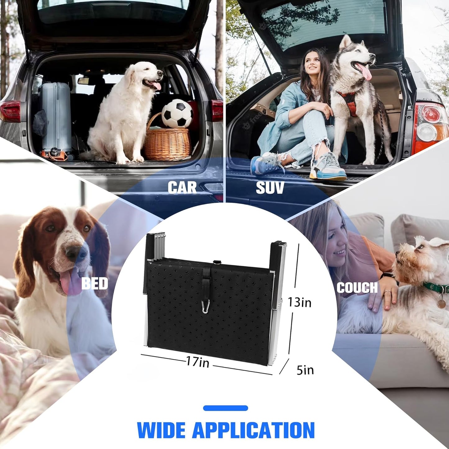 Niubya Portable Folding Dog Stairs for Cars, SUVs, Trucks - Lightweight Pet Ramp for Large Dogs with Non-Slip Surface - Reinforced Steps Support Up to 200 lb, 5 Steps - Pet Explorer