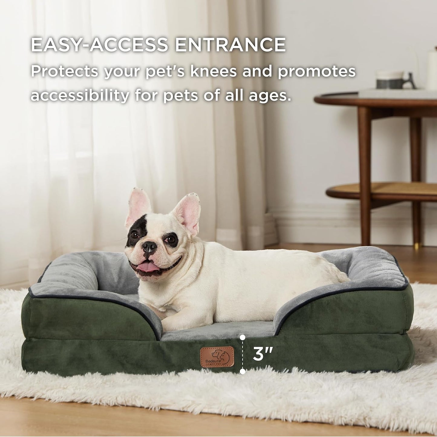 Bedsure Orthopedic Dog Bed for Medium Dogs - Waterproof Dog Sofa Beds Medium, Supportive Foam Pet Couch Bed with Removable Washable Cover, Waterproof Lining and Nonskid Bottom, Dark Green - Pet Explorer