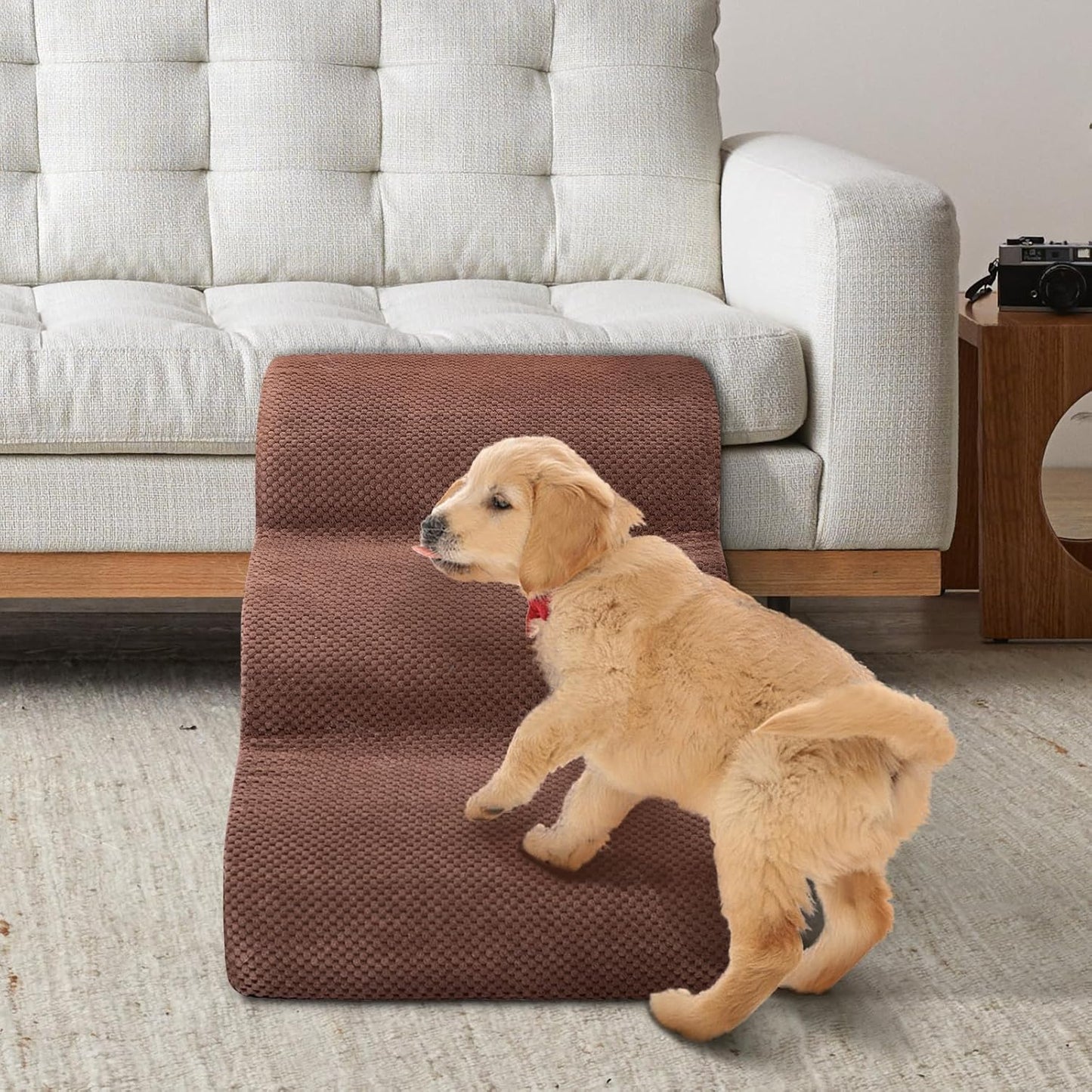 Dog Stairs for Small Dogs - High Density Foam Pet Steps, Extra Wide Dog Ramp with Non-Slip Bottom for High Beds, Couch and Sofa, Best for Dogs Injured, Older Doggy Cats - Pet Explorer