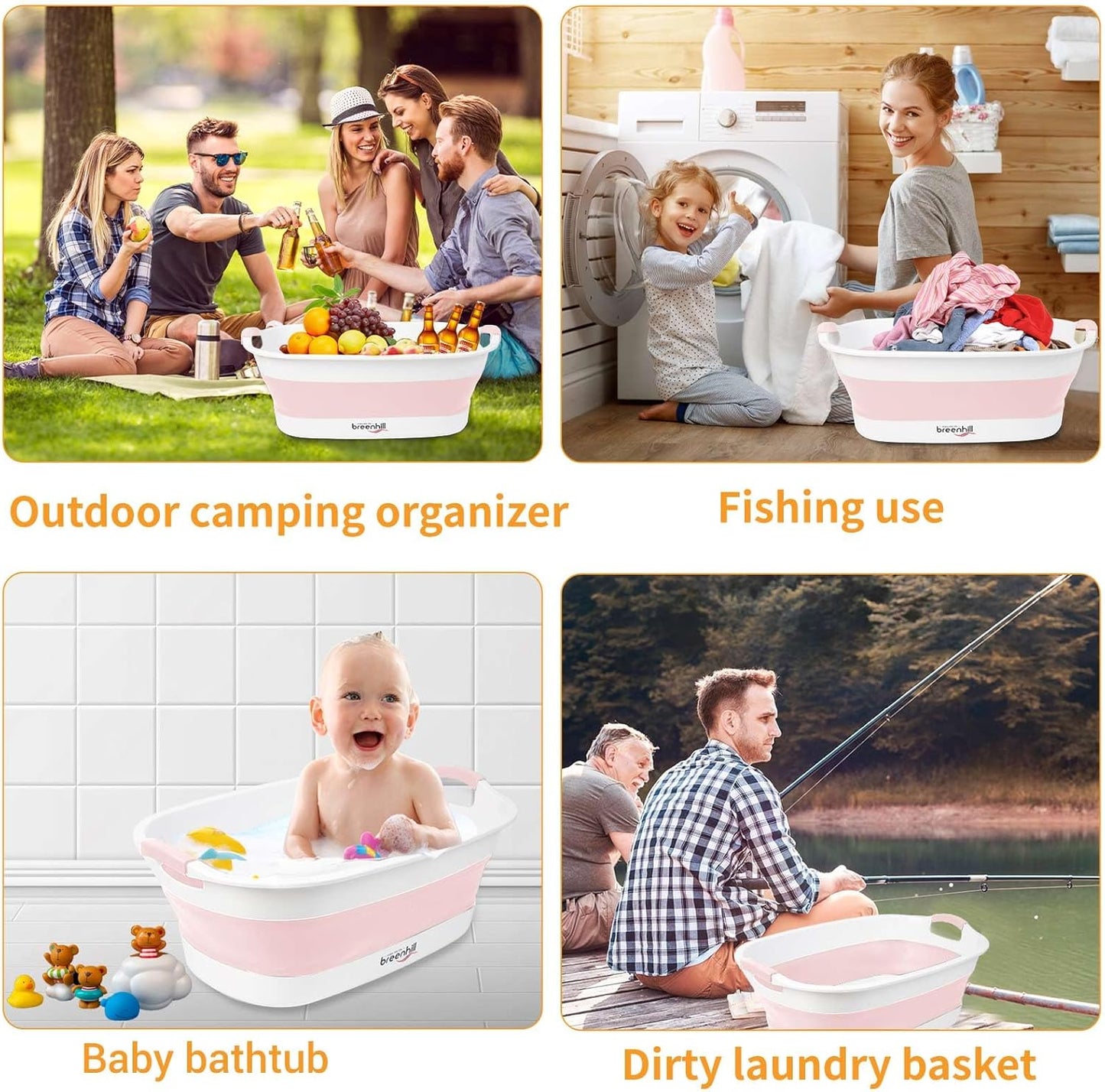 Collapsible Dog Bath Tub for Small Dogs & Cats, Portable Puppy Bath Tub with Water Drain Plug, Space Saving Foldable Pet Bathtub for Indoor & Outdoor Use, Pink - Pet Explorer