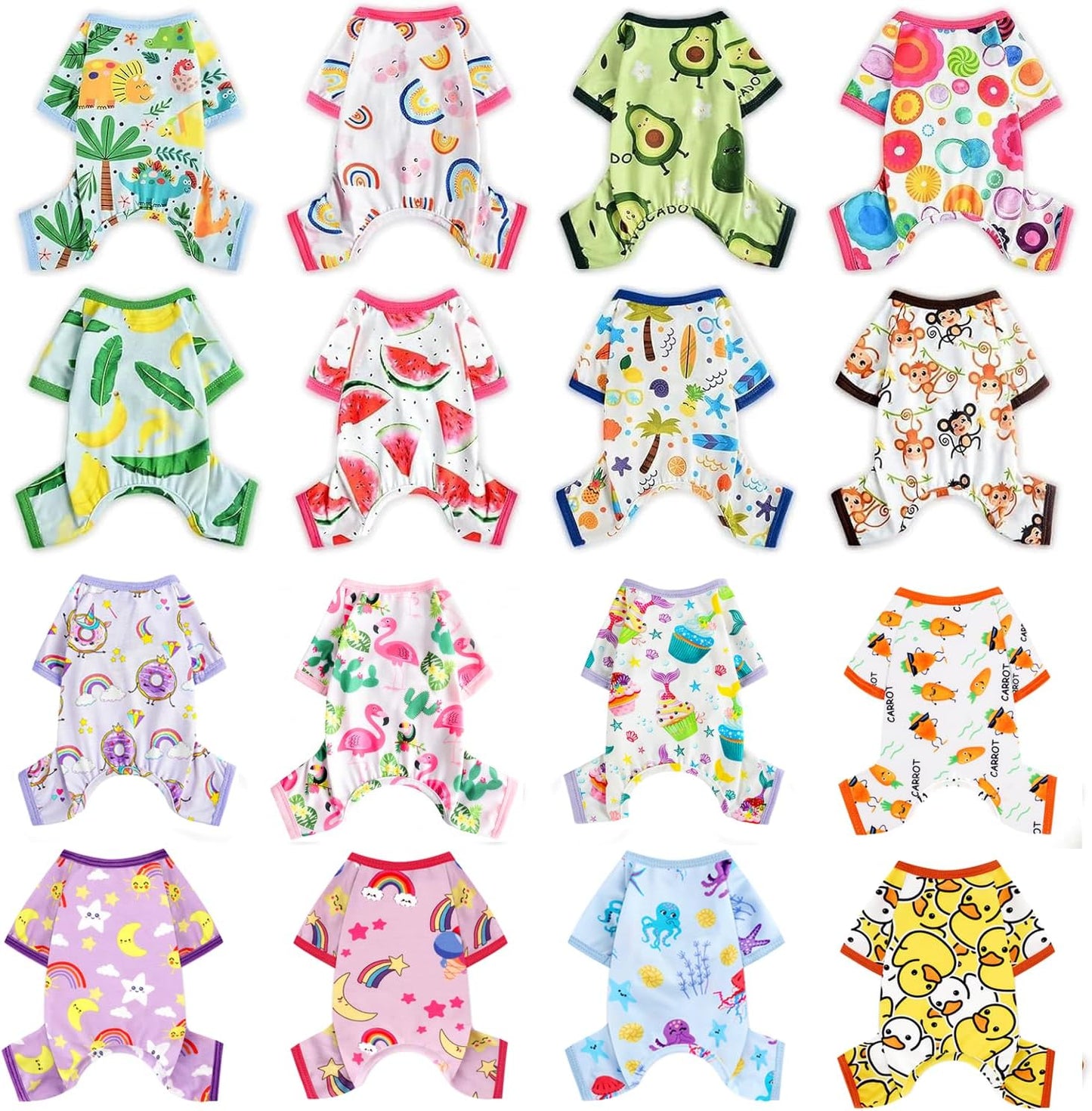 Dog Pajamas Pjs Spring Summer Dog Clothes for Small Dogs Girl - Boy - Small Size Dogs, Soft Stretchy Puppy Clothes Doggie Onesies Cat Pet Jammies Outfit, Carrot, XS