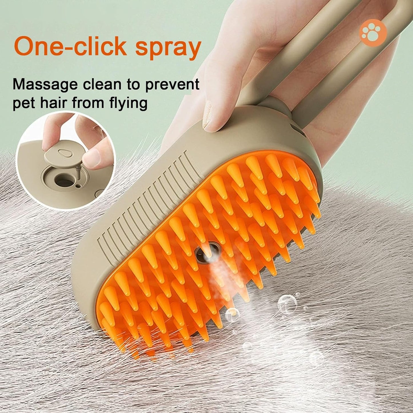 Cat Steam Brush for Shedding, 4 in 1 Rechargeable Pet Steam Brush for Dogs and Cats, Anti-Static, Massage, Cleaning, Shedding & Combing All In One! (Khaki)