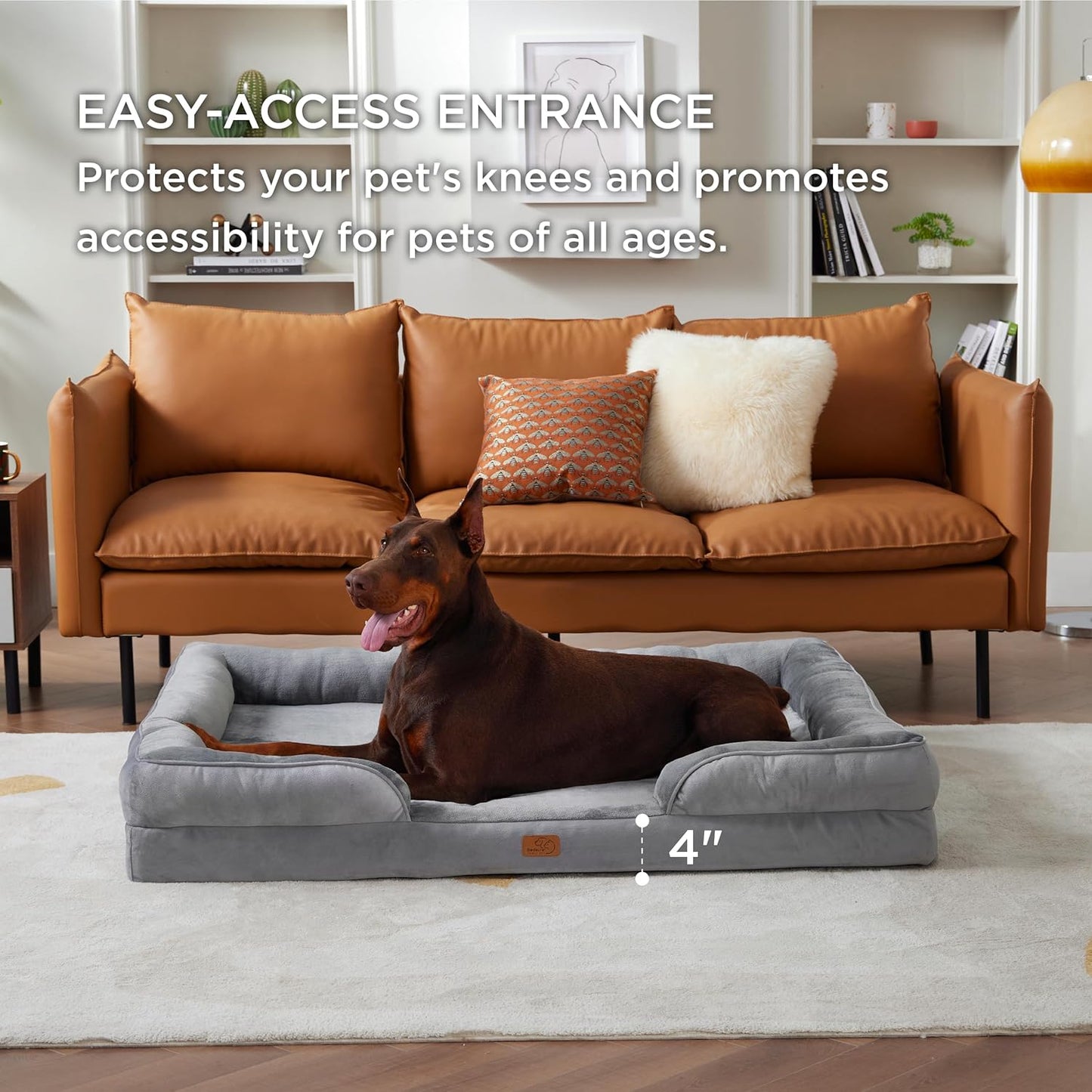 Bedsure XXL Orthopedic Dog Bed for Extra Large Dogs - Washable Giant Dog Cat Bed Waterproof, Comfort Dogs Couch Sofa with Washable Removable Cover, Pet Bed with Nonskid Bottom, Grey, 52" - Pet Explorer