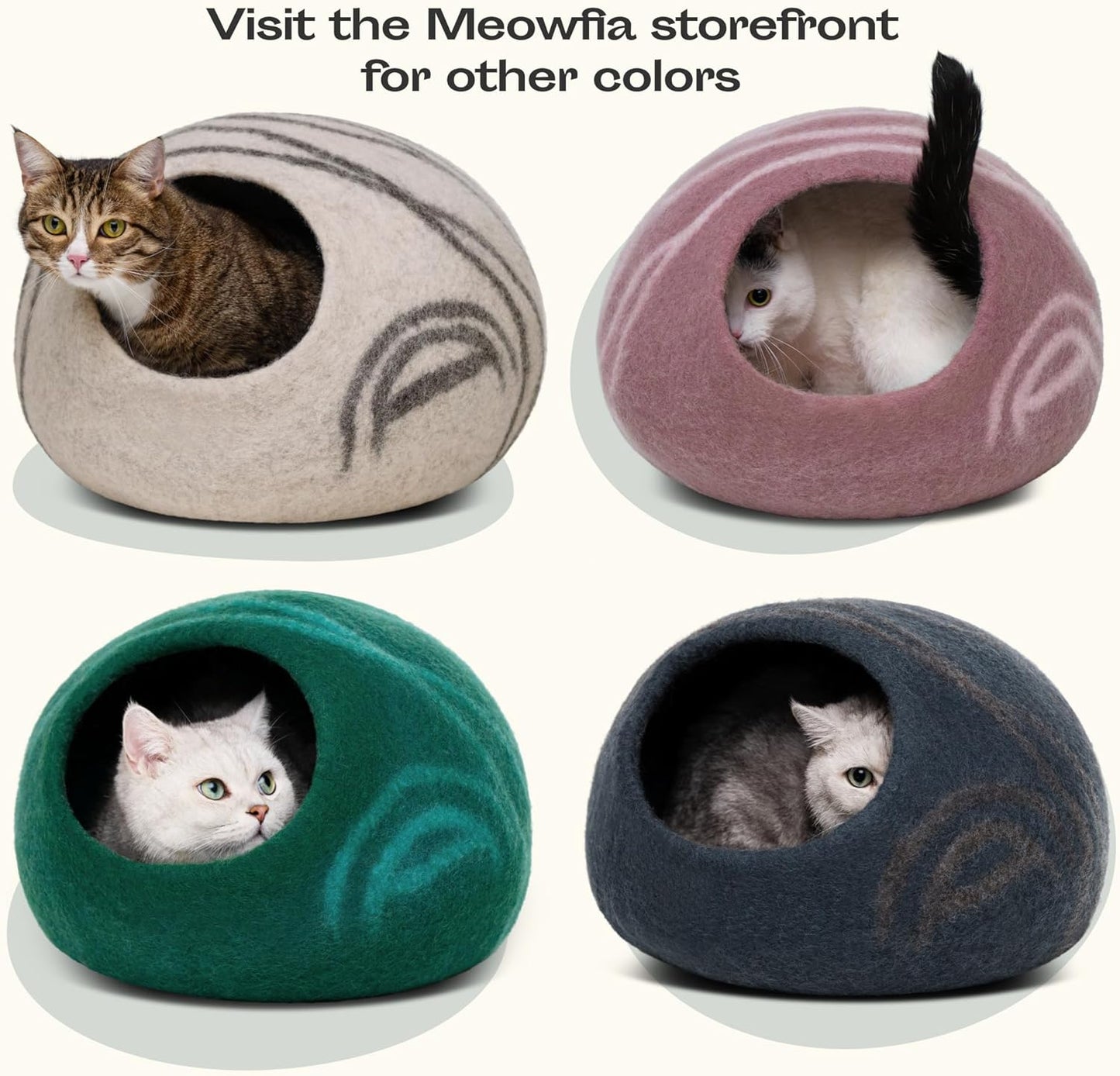 MEOWFIA Cat Cave – Premium Felt Cat Bed for Indoor Cats, Handmade 100% Merino Wool (Medium, Tucson Sunset) - Pet Explorer