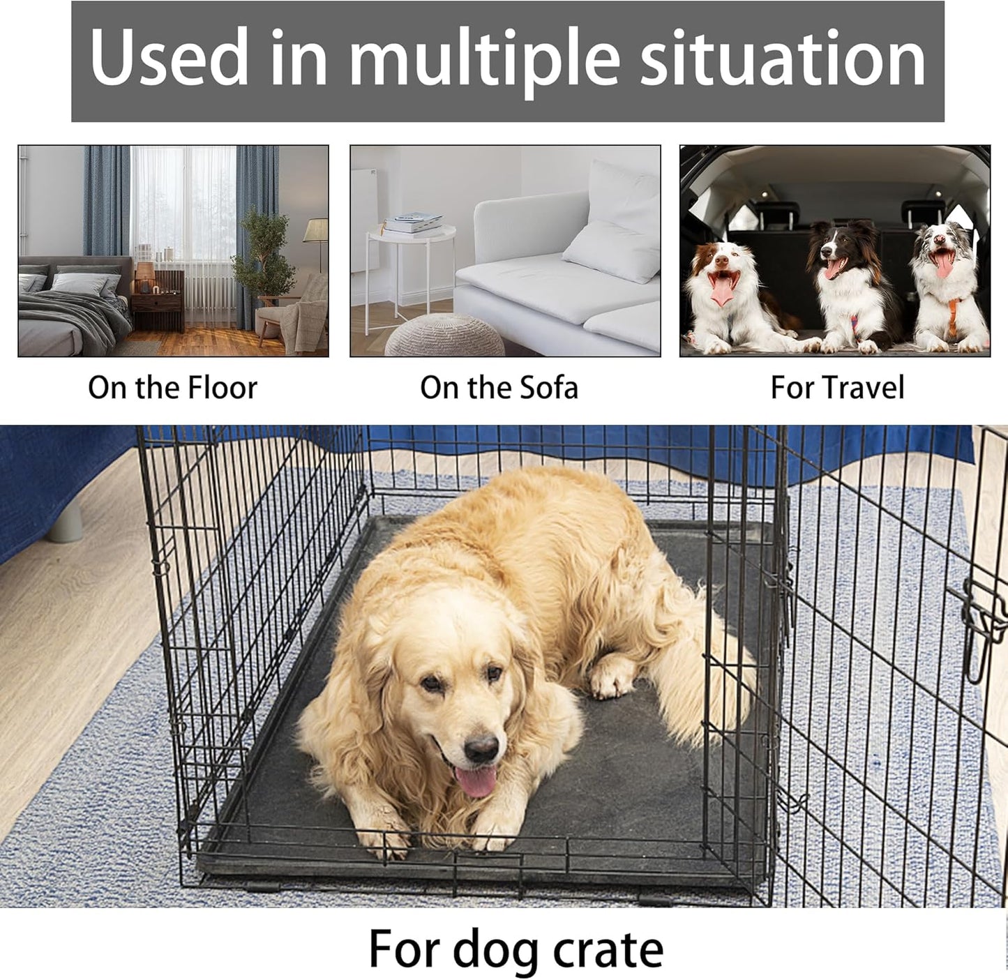 KHONSU PET Dog Bed Mat for Crate 1.1in Slim Cooling Pad Reversible Flannel & Waterproof Canva for Dogs up to 45 lbs - Pet Explorer