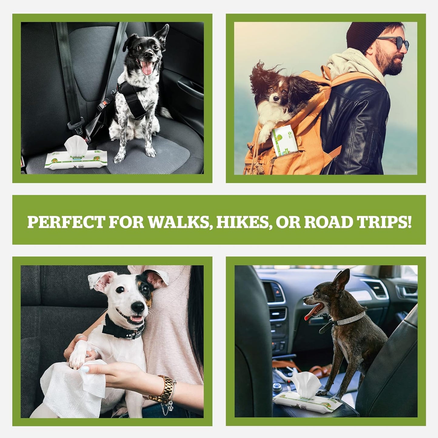 Pogi’s Dog Wipes Travel Packs – Hypoallergenic Pet Wipes for Paws, Body & Butt – Cleaning & Hydrating, Fragrance Free, 240-Count