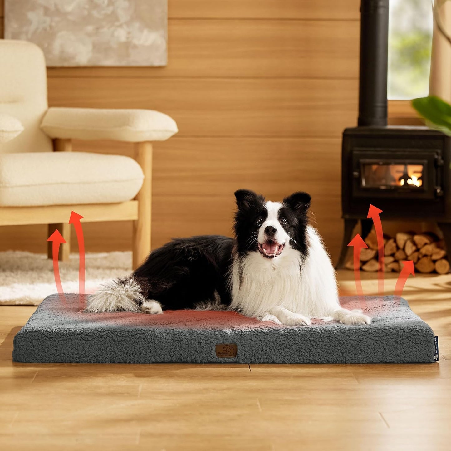 Bedsure Self Warming Dog Bed for Large Dogs - Orthopedic Waterproof Puppy Beds with Removable Washable Cover, Egg Crate Foam Pet Mat, Suitable for Pet Up to 65 lbs - Pet Explorer