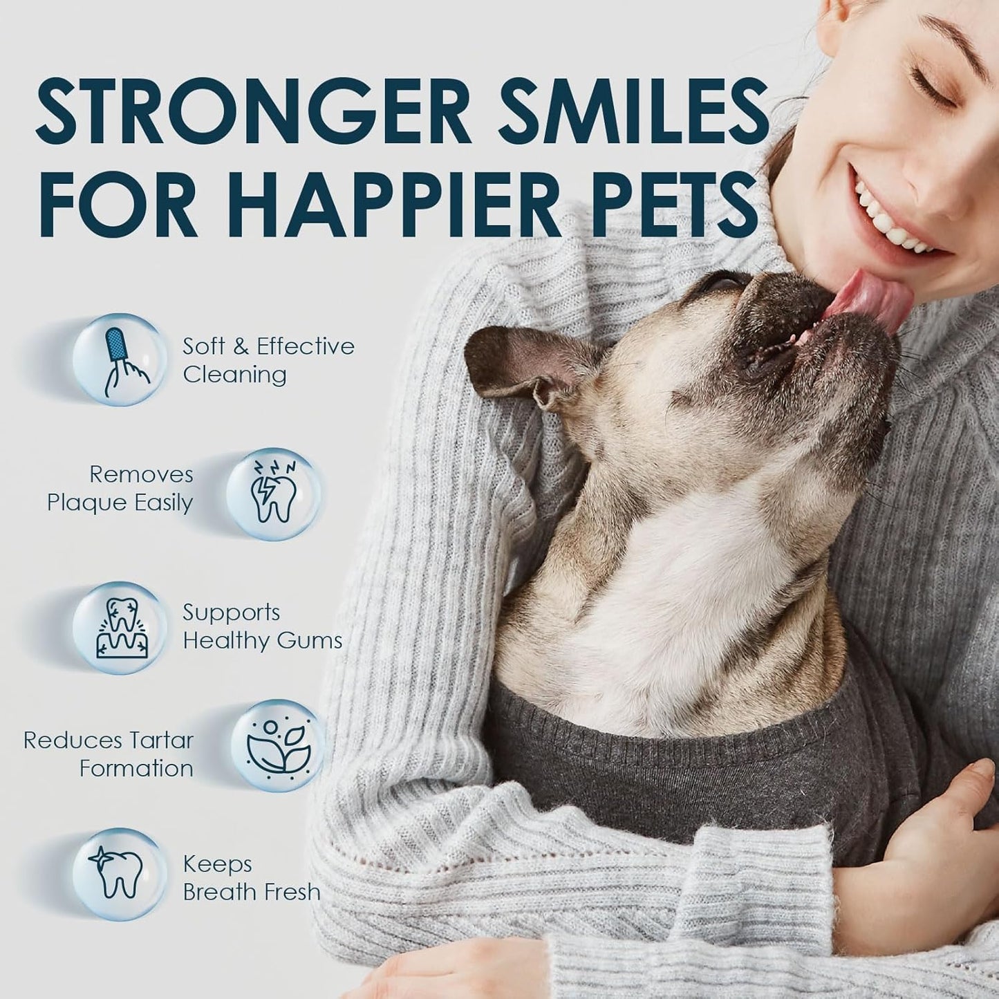 Mooncat Dental Finger Wipes for Dogs & Cats - Easy Teeth Cleaning to Remove Plaque, Tartar & Freshen Bad Breath - Gentle Tooth Wipes for Puppy & Kitten Care - 40 Counts - Pet Explorer